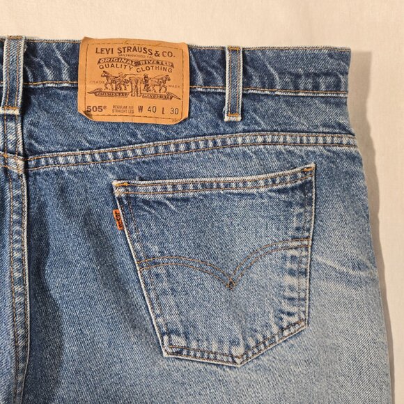 Vintage LEVI'S 505 Orange Tab Regular Fit Straight Leg Jean Size 40x30 - Picture 9 of 16